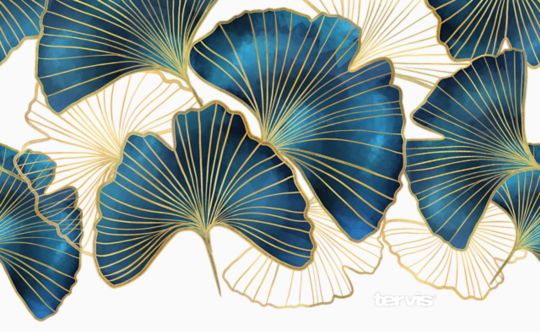 Blue Gilt Ginkgo Leaf