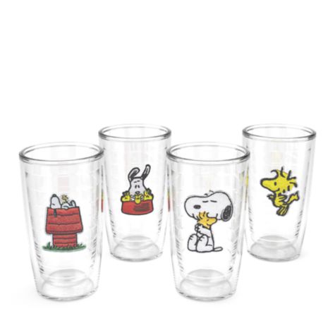 Tervis Peanuts Colossal Tumbler 16oz – Clear With Black Lid, Wrap Design, Dishwasher Safe