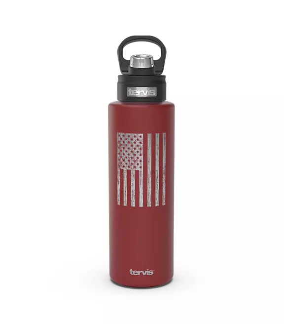 Distressed American Flag Engraved on Foxberry Red