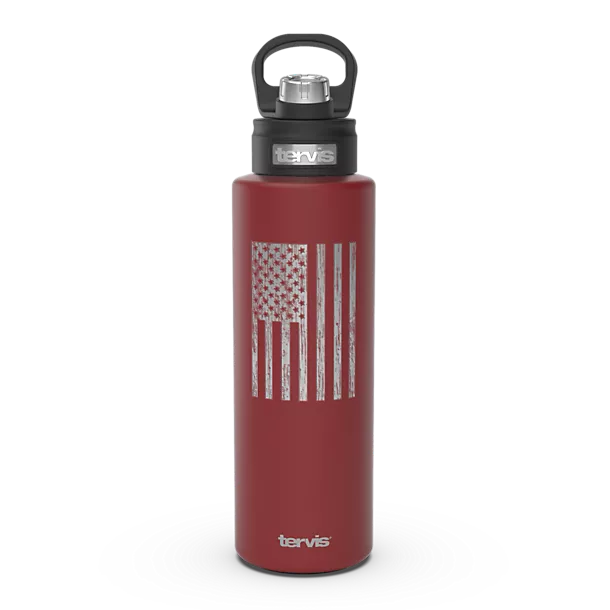 Distressed American Flag Engraved on Foxberry Red