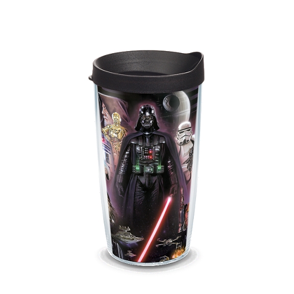 Clear Collage Tumbler with Wrap and Black Lid 16oz Tervis 1072646 Star Wars
